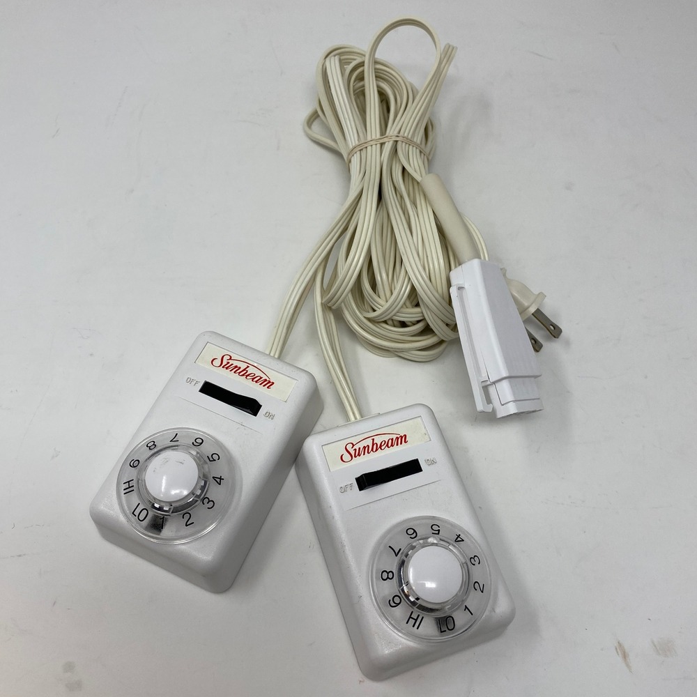 Vtg Sunbeam Electric Blanket Dual Controller White Style 54KQ 3-Pin 16907-031